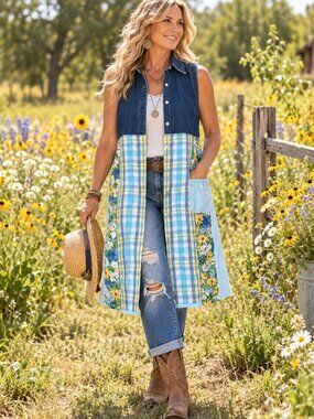 Boho Patchwork Duster Upcycled Floral Spring Layering Jacket Sz S - M